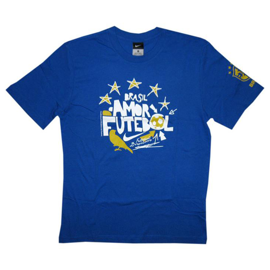 Brasilien t-shirt VM 2010 - blå-M