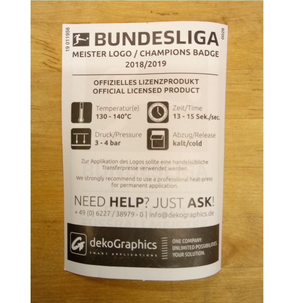 Bundesliga 18/19 Mester Ærmelogo - Rød/Hvid/Guld