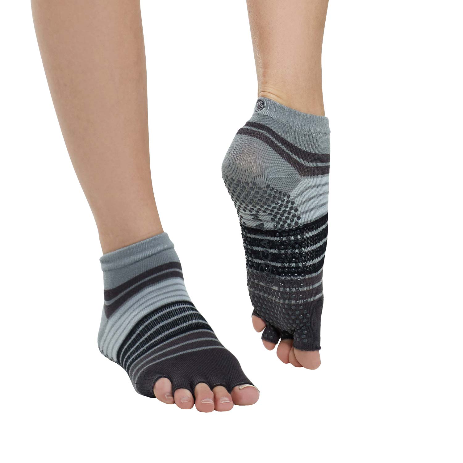 Gaiam Tåløse Yoga Strømper uden Glid - Grey Tilbud!