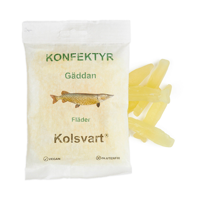 Kolsvart – Hyldeblomst Vingummifisk med Lakrids på Tilbud!
