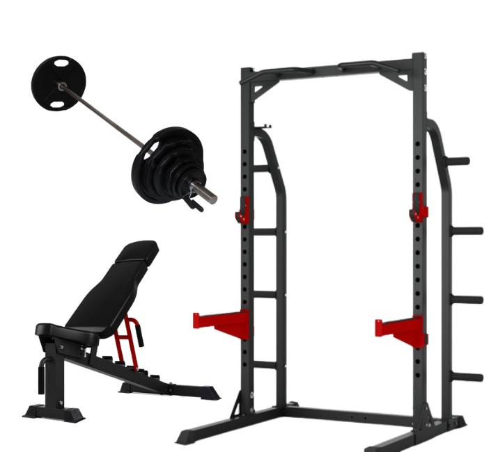 Peak Fitness -  Half Rack m. 95kg.  50 mm vægtsæt - Sort