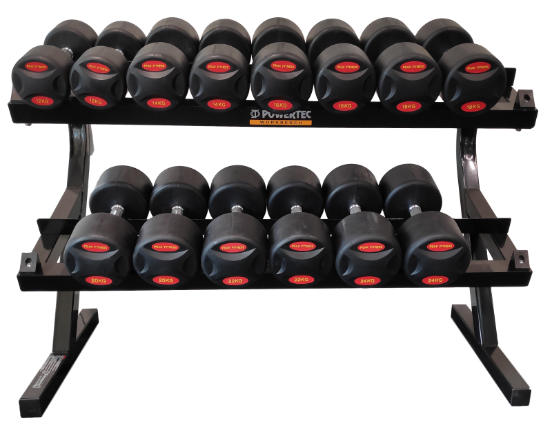 Powertec -  Håndvægtstativ 12-. 7 par - Gummi - 24 kg