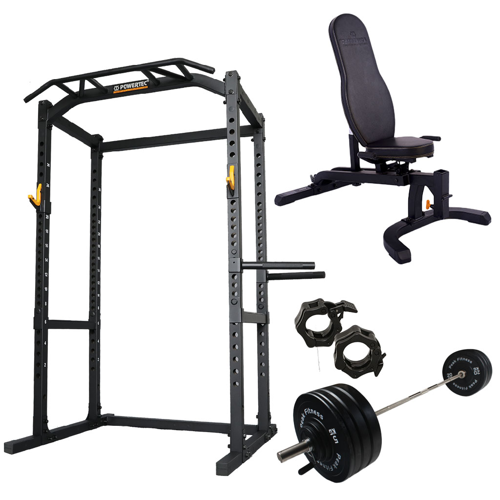 Powertec -  Power Rack m. Bumper vægtsæt - 128 kg