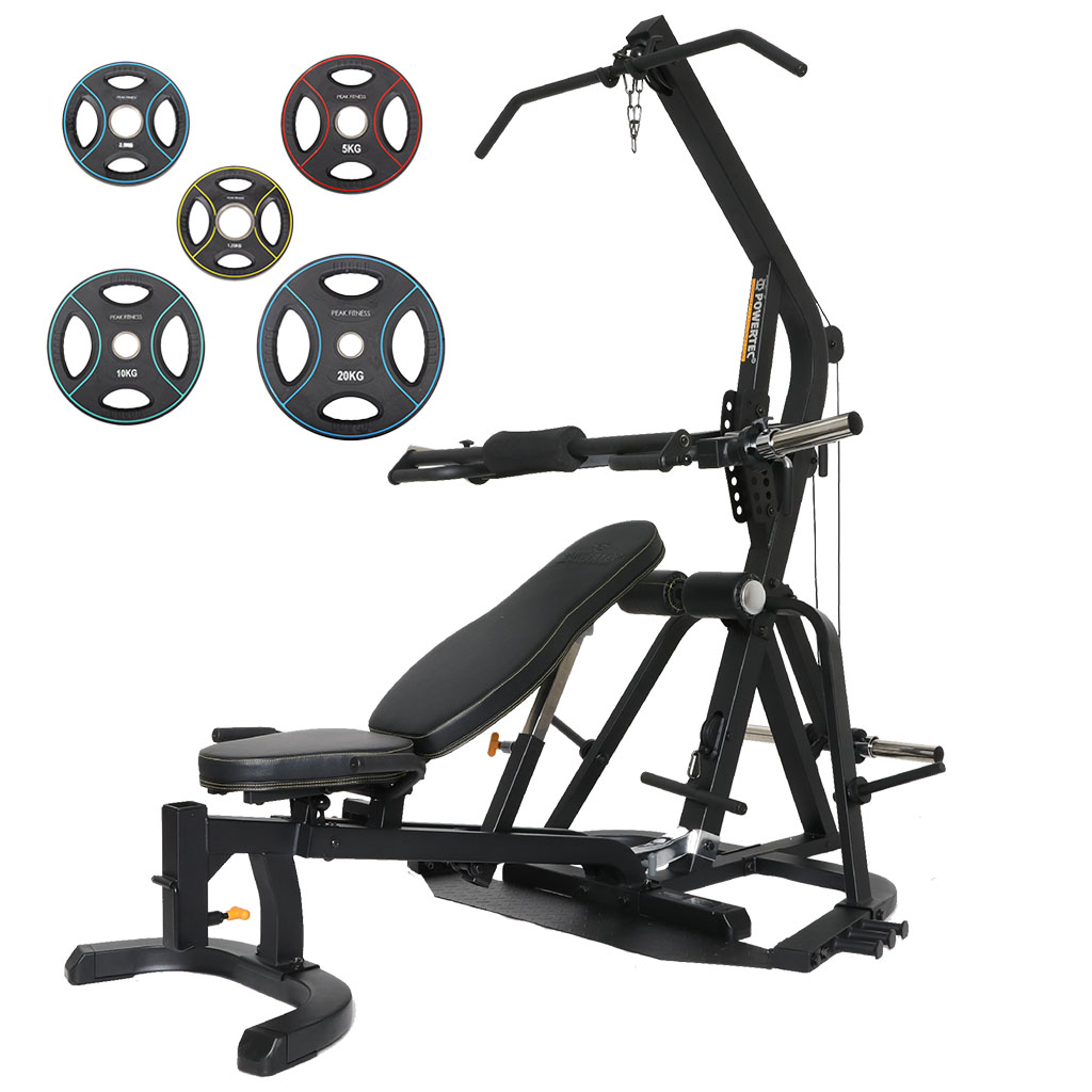 Powertec -  Workbench LeverGym  + 77.. PU-vægtsæt - 5 kg - Black