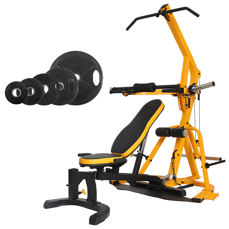 Powertec -  Workbench LeverGym Yellow + 77..  50 mm vægtskiver - 5 kg - Sort