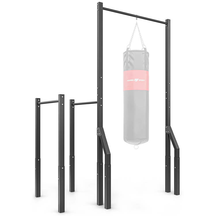 Multifunktionel pull-up bar med boksepude og dip-stænger