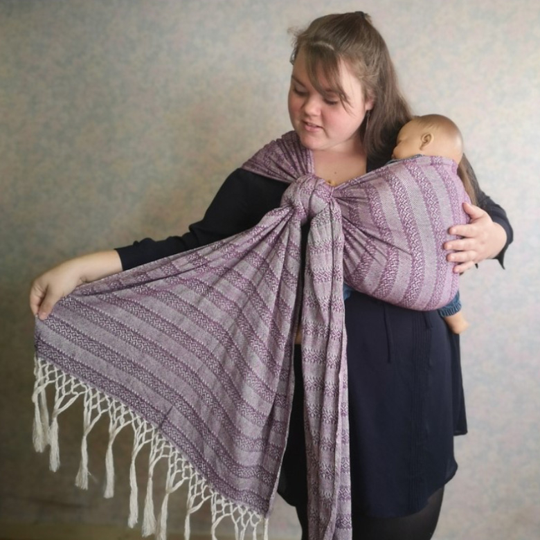 Rebozo Tørklæde Emma i Koral/Lilla – Ergonomisk Støtte