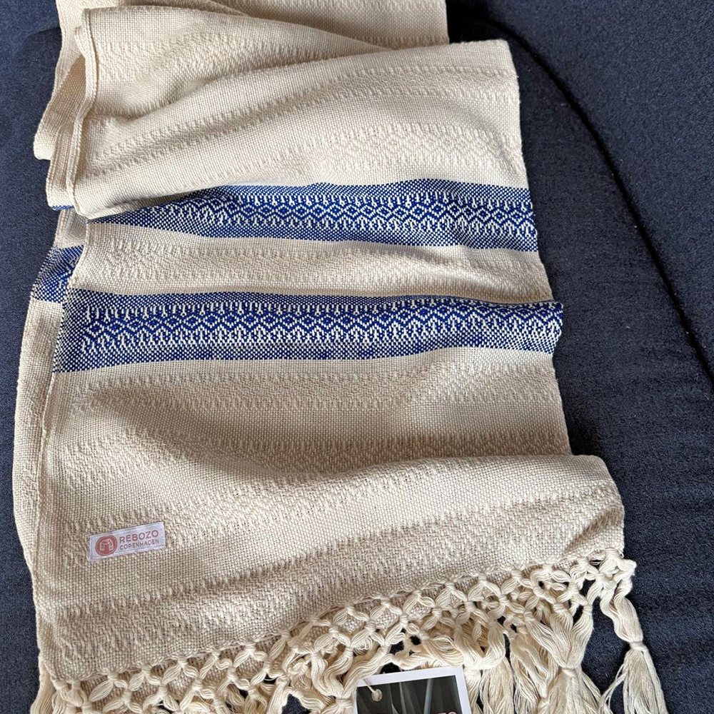 Rebozo Tørklæde Emma – Blå Striber til Gravide og Mødre