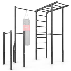 Ribbevæg med pull-up stang, boksepudebeslag og lange dip-stænger (Skaffevare)