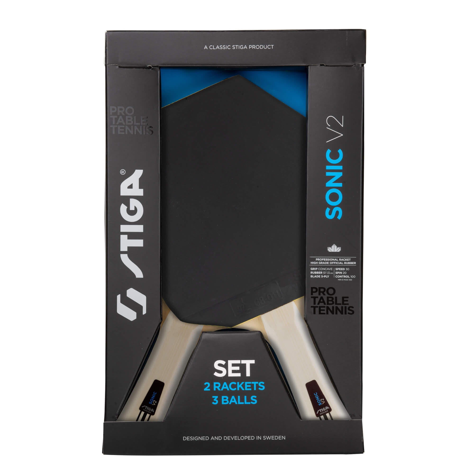 Stiga -  Sonic set V2 - 2 bat & 3 bolde