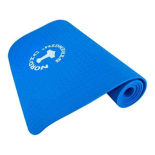 Blå TPE Yogamåtte (6 mm) – Skridsikker og Holdbar!
