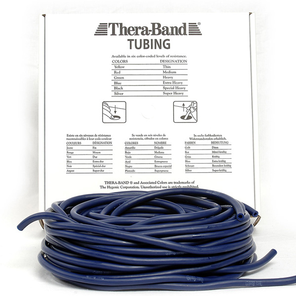 Thera-Band Tubing (Blå - 30,5 m - Over middel) på tilbud!