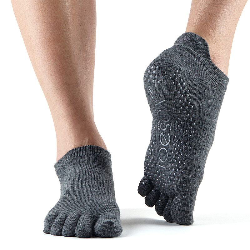 ToeSox Fulltoe Lowrise Grip – Koksgrå Pilates Sko