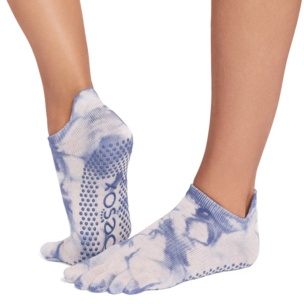 ToeSox Fulltoe Lowrise Grip (Soft Blue Tie Dye - M)