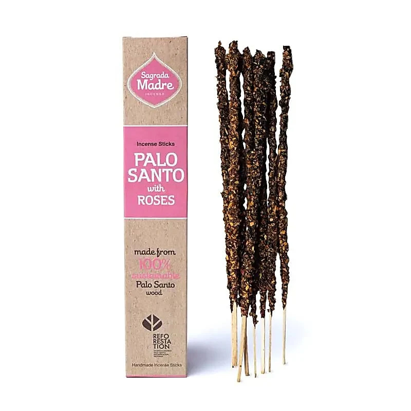 Sagrada Madre Palo Santo-røgelse med rose - 8 stk.