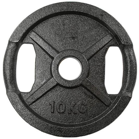 10 kg vægtskive i sort metal med greb - Styrketræning tilbud
