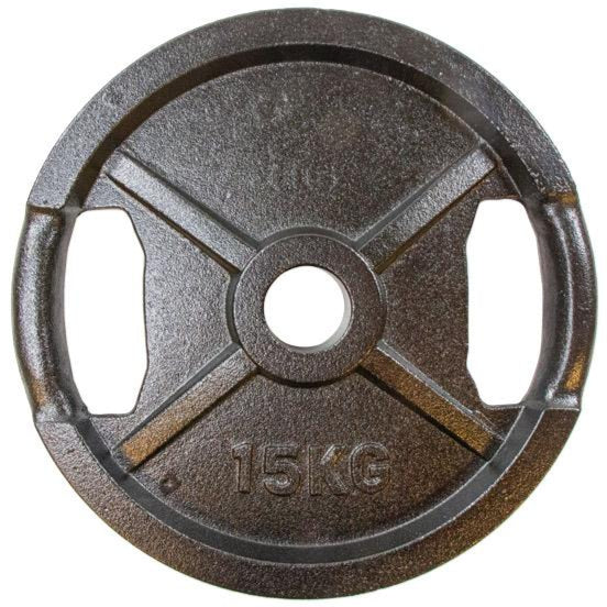 15 kg vægtskive i sort metal med greb - Effektiv træning!