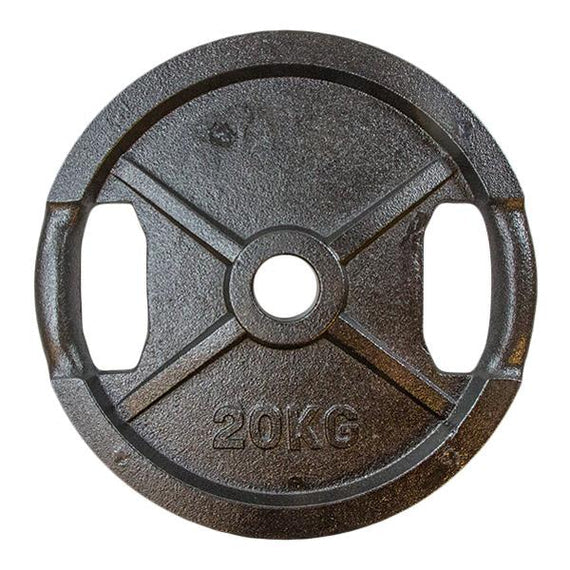 Vægtskive 20 kg i sort metal med greb til træning